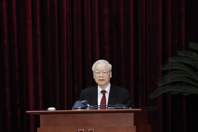 Tổng Bí thư Nguyễn Phú Trọng phát biểu bế mạc Hội nghị Trung ương 8 khoá XIII. Ảnh: VGP