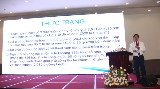 TS Nguyễn Hồng Chương - Giám đốc Sở Y tế Bình Dương báo cáo tình hình công tác ngành y tế Bình Dương trong năm 2023 và định hướng công tác của ngành đến năm 2030