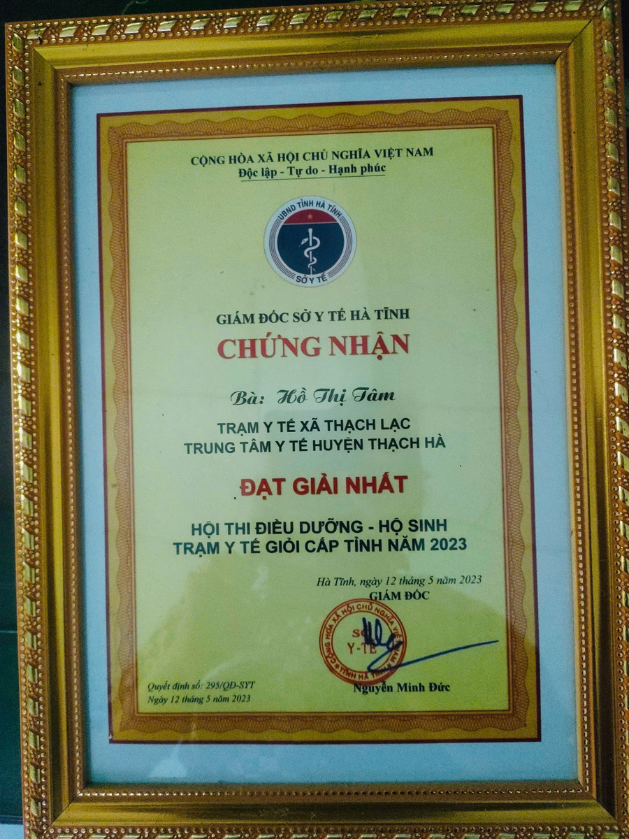 Điều dưỡng Hồ Thị Tâm đã dành được nhiều giải thưởng cao tôn vinh những người làm công tác điều dưỡng