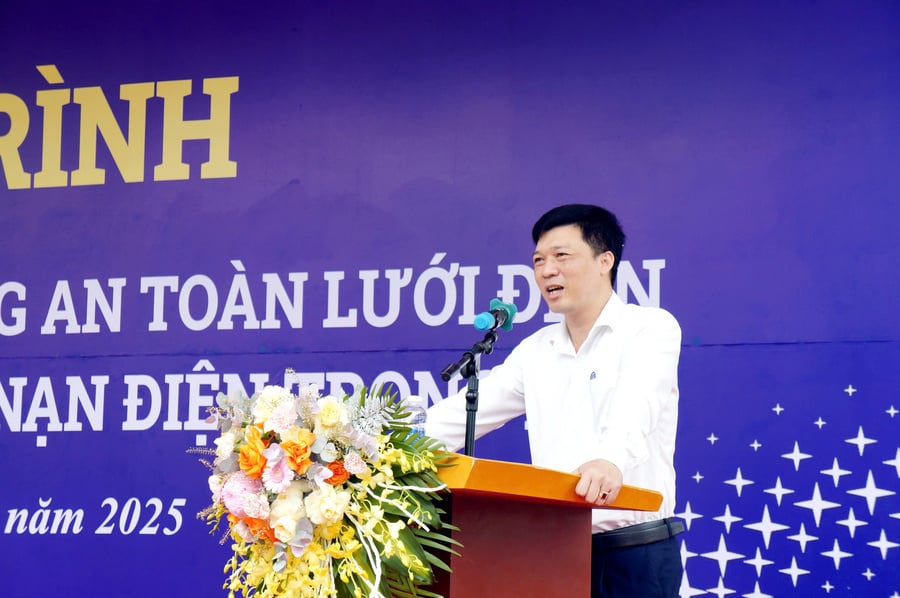 Phó Giám đốc PC Thanh Hóa Hoàng Đức Hậu phát biểu tại chương trình