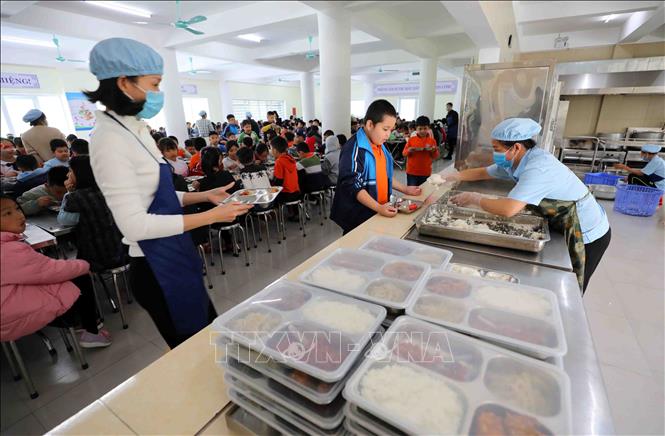 Hà Nội đảm bảo an toàn bữa ăn bán trú cho học sinh. Ảnh tư liệu: Thanh Tùng/TTXVN