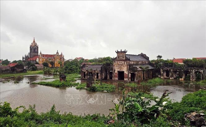 Một số vùng bị ngập tại xã Hải Tiến (Ninh Bình). Ảnh: Thái Thuần/TTXVN