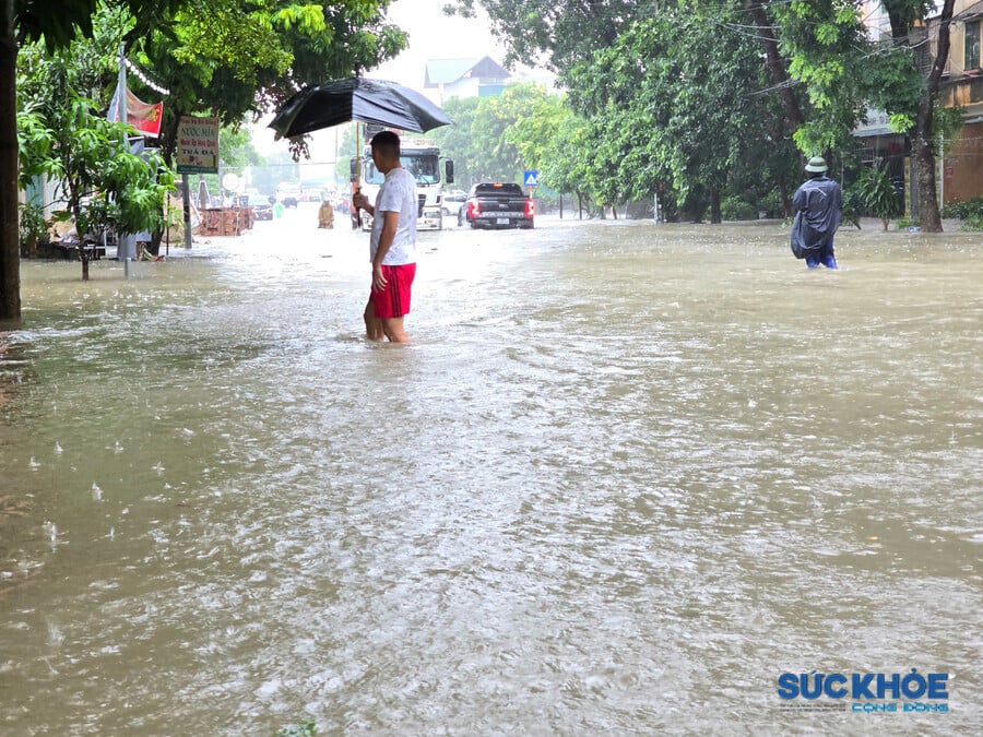 Tại phường Hạc Thành, phố Đông Phát cùng các khu vực như ngã tư Đại lộ Lê Lợi, ngã tư Trần Phú… đều bị ngập sâu