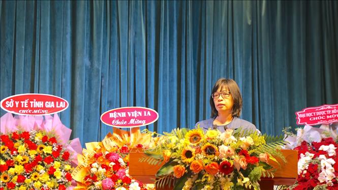 Phó Chủ tịch Uỷ ban nhân dân tỉnh Gia Lai Nguyễn Thị Thanh Lịch phát biểu tại Hội nghị.