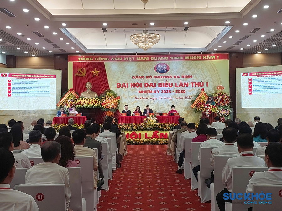 Quang cảnh Đại hội đại biểu Đảng bộ phường Ba Đình (Hà Nội) lần thứ I, nhiệm kỳ 2025–2030