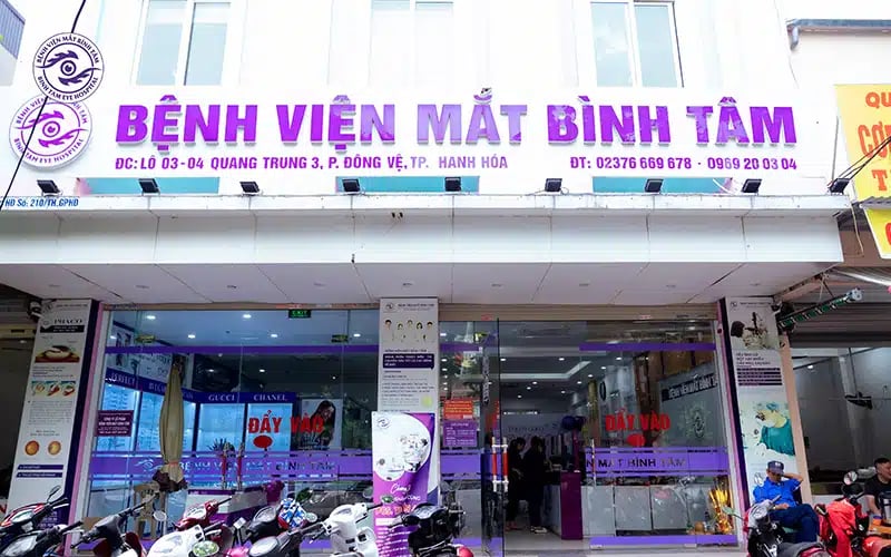 Trụ sở Bệnh viện Mắt Bình Tâm tại Lô 03-04, Quang Trung 3, phường Hạc Thành, tỉnh Thanh Hóa