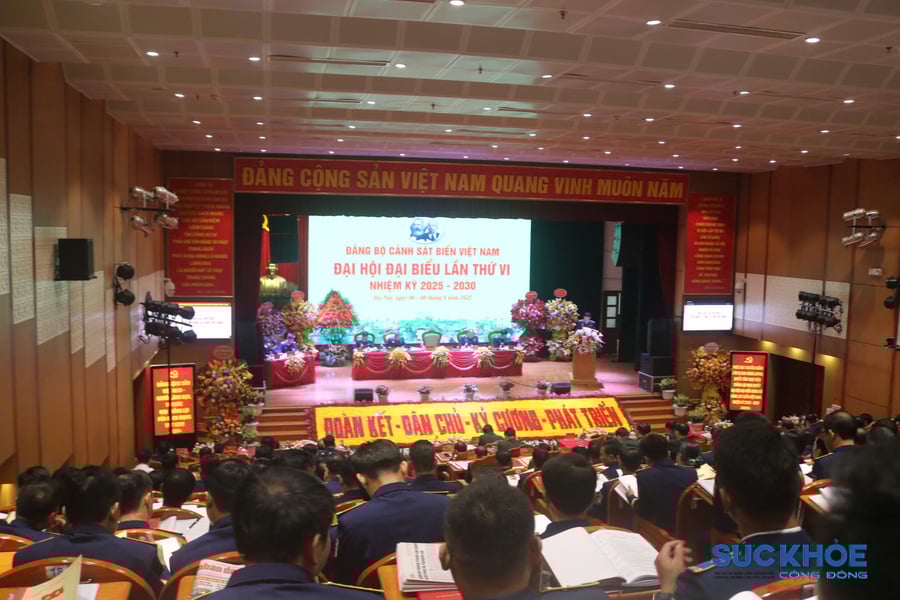 Quang cảnh Đại hội đại biểu Đảng bộ Cảnh sát biển Việt Nam lần thứ VI, nhiệm kỳ 2025–2030