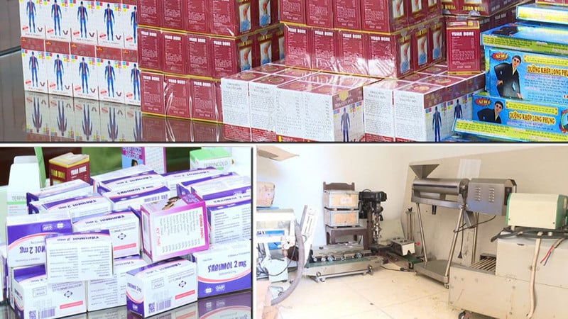 Tang vật trong vụ triệt phá đường dây sản xuất, buôn bán thuốc tân dược giả tại Thanh Hoá hồi tháng 4/2025