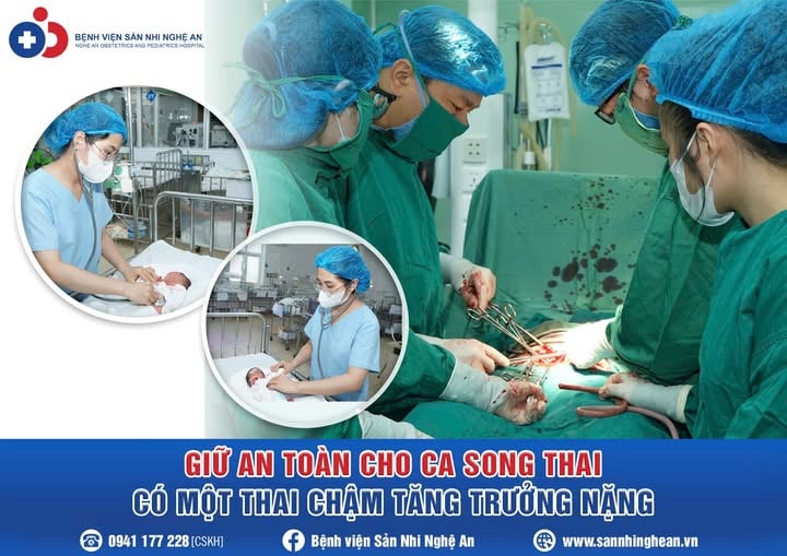 Các bác sỹ bệnh viện Sản nhi Nghệ An đã cứu sống cặp song thai chênh nhau gần 1kg, trong đó có 1 bé chậm tăng trưởng nặng