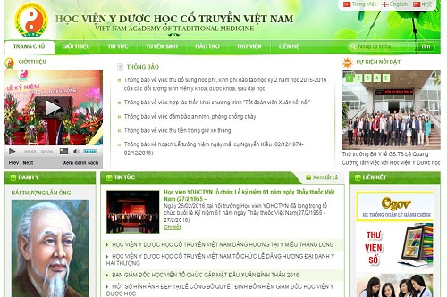 Website học viện y dược học cổ truyền Việt Nam: Sơ đồ và cách tìm kiếm thông tin mới và nhanh nhất