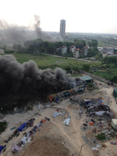 Cháy lán công nhân ở công trường Gemek Tower, Lê Trọng Tấn, Hà Đông, Hà Nội