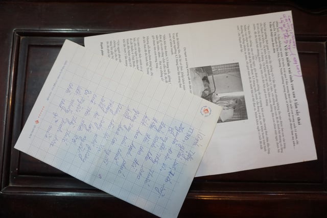 Một trong những bức thư cảm ơn bệnh nhân gửi đến GS.TS. Nguyễn Đức Vy.
