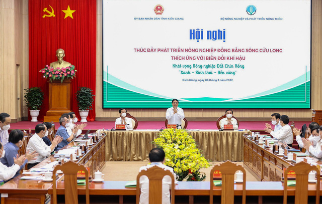 Thủ tướng Chính phủ Phạm Minh Chính chủ trì Hội nghị thúc đẩy phát triển nông nghiệp bền vững vùng Đồng bằng sông Cửu Long chủ động thích ứng biến đổi khí hậu.