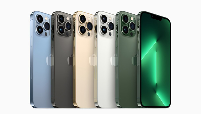 Các phiên bản màu của iPhone 13 Pro và iPhone 13 Pro Max.