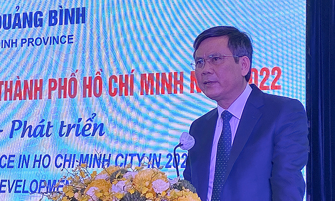 Chủ tịch UBND tỉnh Quảng Bình ông Trần Thắng phát biểu tại hội nghị.