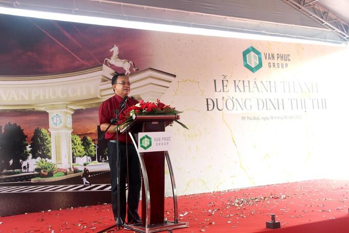 Ông Lê Văn Minh – Thành viên HĐQT, Tổng giám đốc Van Phuc Group phát biểu tại lễ khánh thành - Ảnh: VP