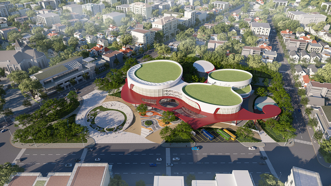 Thiết kế đạt giải nhất cho kiến trúc cảnh quan khu vực Dự án Nhà Thiếu nhi tỉnh Khánh Hòa.