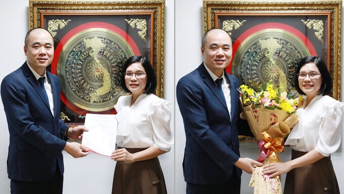 CEO Nguyễn Mạnh Hà - Chủ tịch HDTV GROUP trao quyết định Bổ nhiệm CEO Nguyễn Lệ Khuyên giữ chức vụ Phó Chủ tịch HDTV GROUP.