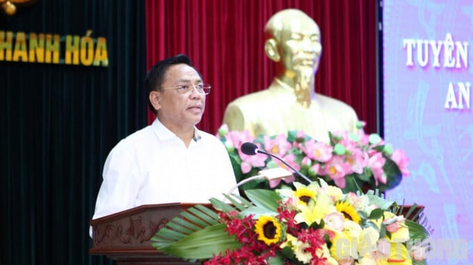 Ông Cao Tiến Đoan, Chủ tịch Hiệp hội Doanh nghiệp tỉnh Thanh Hoá phát biểu tại hội nghị.