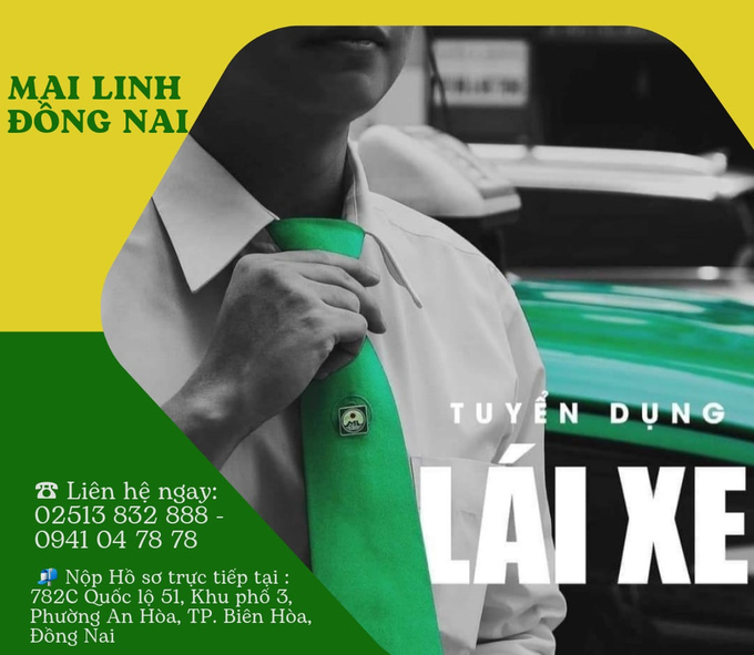 Một mẫu poster tuyển dụng của chi nhánh Mai Linh tại Đồng Nai