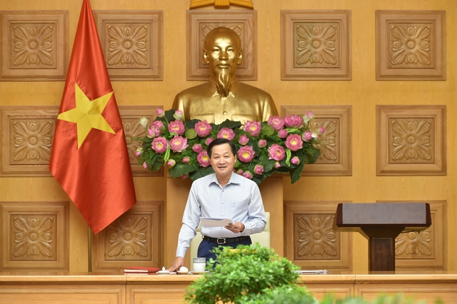 Phó thủ tướng Chính phủ Lê Minh Khái phát biểu tại phiên họp.