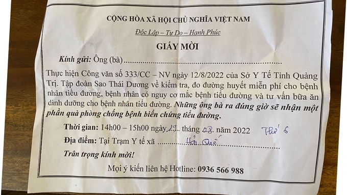 Giấy mời người dân đi dự hội thảo.