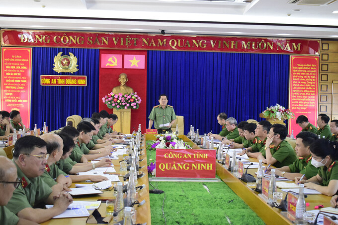 Hội nghị giao ban công tác tháng 8 của Công an tỉnh Quảng Ninh. (Ảnh: Công an tỉnh Quảng Ninh)