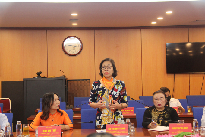 Bà Hà Thị Thu Thanh, Phó chủ tịch VTCA, Chủ tịch Hội đồng thành viên Deloitte Việt Nam phát biểu tại buổi làm việc