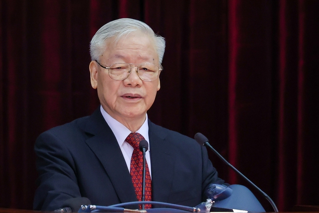 Tổng bí thư Nguyễn Phú Trọng phát biểu khai mạc Hội nghị Trung ương 6. (Ảnh: VGP)