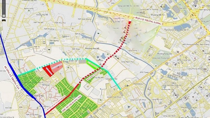 Bản đồ quy hoạch đường Lê Quang Đạo kéo dài.