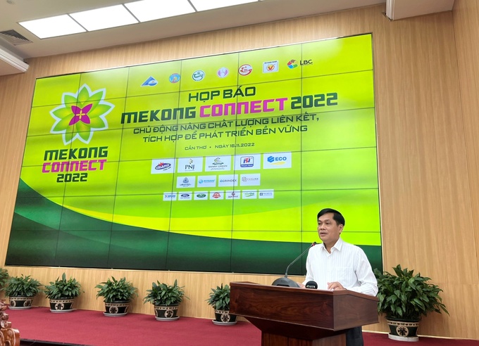 Đại diện các tỉnh, thành phố ở Đồng bằng sông Cửu Long chia sẻ thông tin xoay quanh Diễn đàn Mekong Connect 2022. Ảnh: Đại Việt.