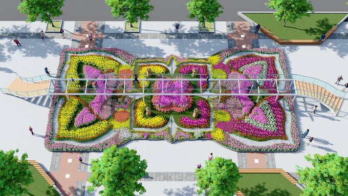 Lần đầu tiên Đường hoa Nguyễn Huệ Tết Quý Mão 2023 có thiết kế cầu kính, phục vụ khách tham quan nhìn toàn cảnh trên cao.