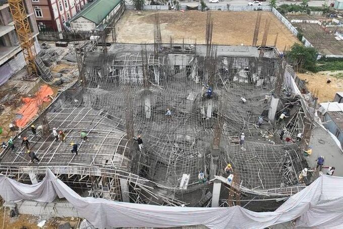 Vụ sập sàn bê tông tại Trung tâm Thương mại khi đang thi công ở TP Vinh, Nghệ An do Công ty TNHH Xây dựng LMK thi công.