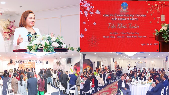 CEO Hà Vân - Chủ tịch HĐQT, TGĐ Thanh Vân Group phát biểu tại tiệc Khai Xuân Quý Mão 2023.