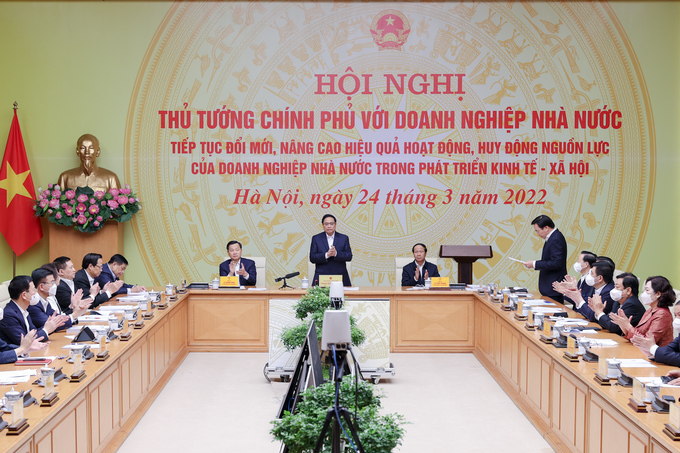 Thủ tướng Phạm Minh Chính chủ trì Hội nghị trực tuyến toàn quốc với doanh nghiệp nhà nước năm 2022.