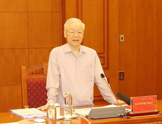 Tổng Bí thư Nguyễn Phú Trọng chủ trì cuộc họp Thường trực Ban Chỉ đạo Trung ương về phòng, chống tham nhũng, tiêu cực. Ảnh: Noichinh.