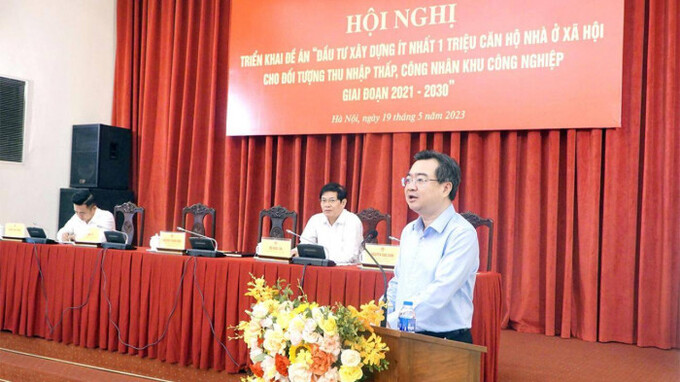 Bộ trưởng Bộ Xây dựng Nguyễn Thanh Nghị phát biểu khai mạc hội nghị.