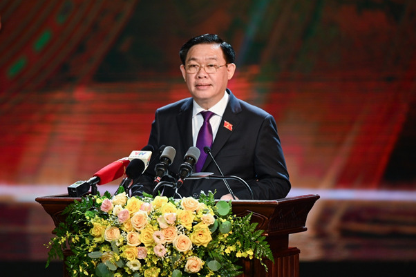 Chủ tịch Quốc hội Vương Đình Huệ phát biểu tại buổi Lễ