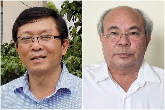 Ông Huỳnh Văn Tâm (trái) và ông Hoa Công Hậu bị khai trừ ra khỏi Đảng. Ảnh: Báo Thanh niên