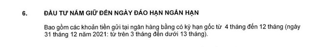 Trong bảng thuyên minh BCTC, VNPT không ghi rõ các khoản tiền đầu tư tài chính ngắn hạn tại các ngân hàng nào?.