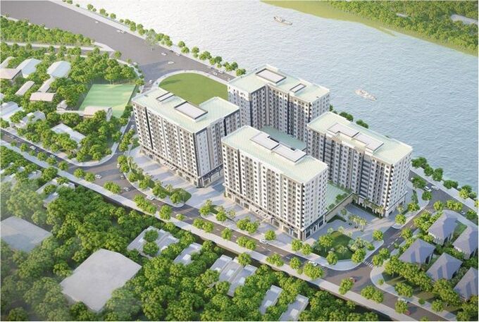 Phối cảnh dự án nhà ở xã hội khu bờ tả sông Hồng, xã Vạn Hòa, TP Lào Cai.
