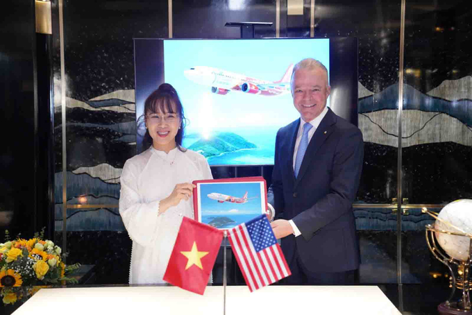 Vietjet và Boeing đã đạt được những thoả thuận thương mại quan trọng trong chuyến thăm của Tổng thống Hoa Kỳ Joe Biden đến Việt Nam. Ảnh: Báo Lao động