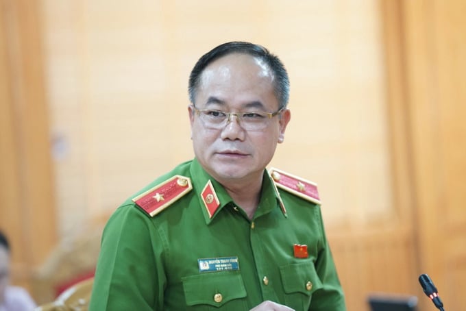 Thiếu tướng Nguyễn Thanh Tùng, Phó giám đốc Công an TP Hà Nội trả lời tại họp báo. Ảnh: Nam Phú