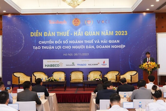 Phó tổng cục trưởng Tổng cục Thuế Đặng Ngọc Minh phát biểu tại Diễn đàn Thuế - Hải quan năm 2023.