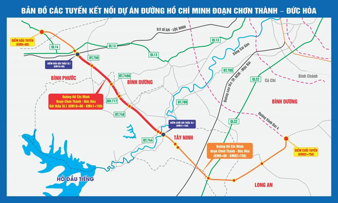 Dự án đường Hồ Chí Minh đoạn Chơn Thành – Đức Hòa kết nối các tỉnh Tây Nguyên, Đông Nam Bộ và Đồng bằng sông Cửu Long. Ảnh: Báo Tuổi trẻ Thủ đô