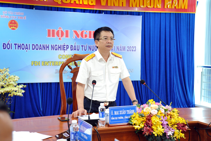 Tổng cục trưởng Tổng cục Thuế Mai Xuân Thành phát biểu tại hội nghị.