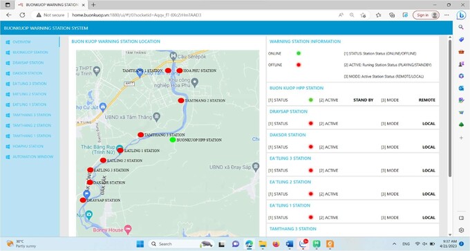 Giao diện tổng quan các trạm cảnh báo, dễ dàng truy vấn dữ liệu quá khứ