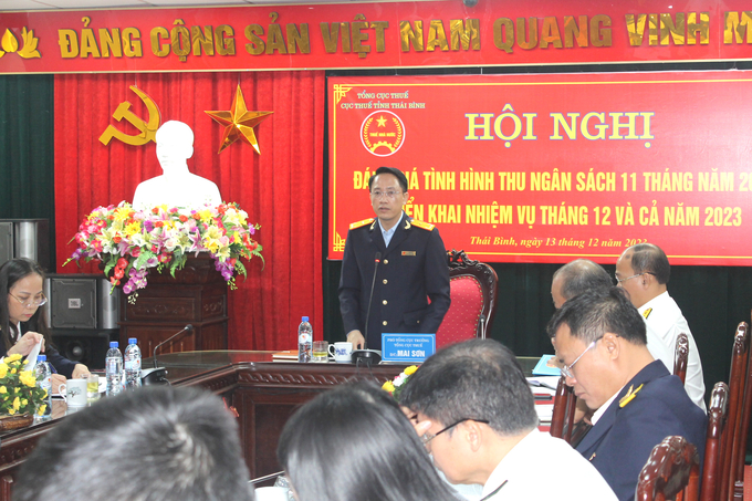 Phó tổng cục trưởng Tổng cục Thuế Mai Sơn làm việc với Cục Thuế Thái Bình.