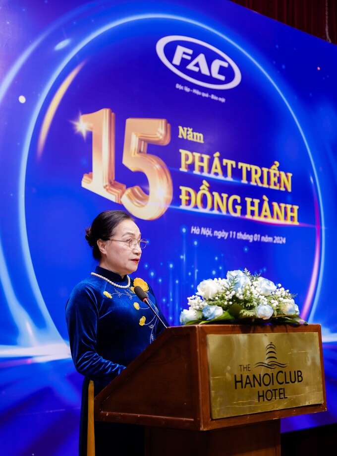 Bà Nguyễn Thị Thúy Nga - Chủ tịch Hội đồng thành viên Công ty TNHH Tư vấn tài chính và kế toán FAC phát biểu