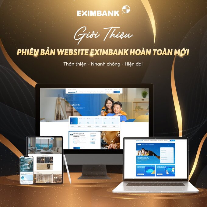 Eximbank thay đổi giao diện website. Ảnh: Eximbank